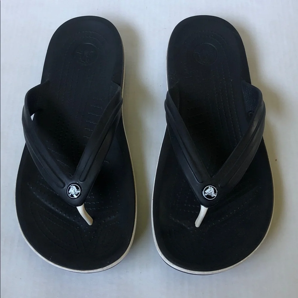CROCS Crocband Flip Flops Unisex Black Sporty Comfort Sandals M10 W12